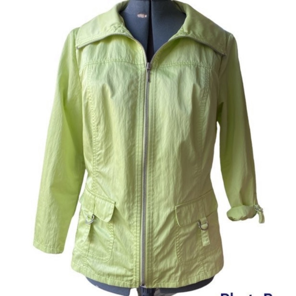 Chico's Zenergy lime green/yellow windbreaker jacket, zip front